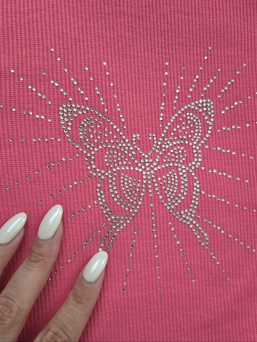 Pink Butterfly Rhinestone Y2k Ribbed Tee - Picture 4 of 6